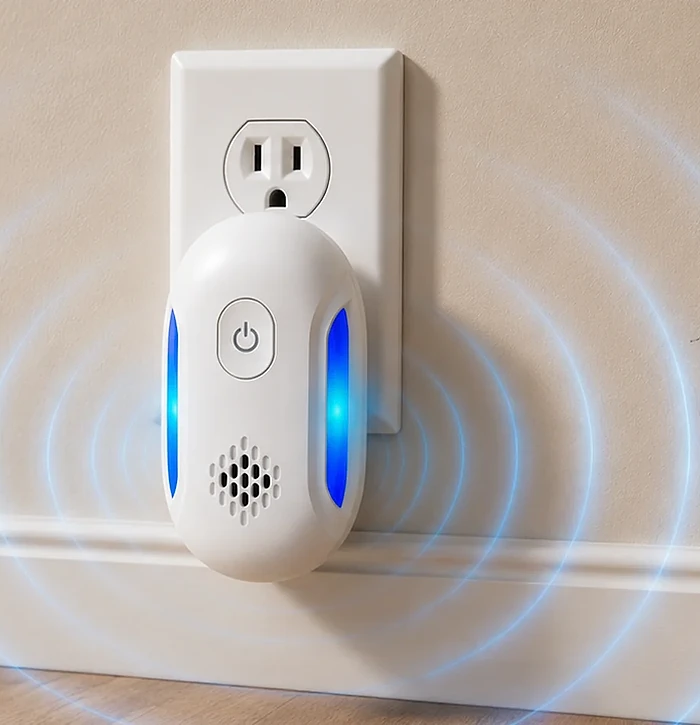 White Vermix Pulse Pro unit with blue light strips plugged into an outlet